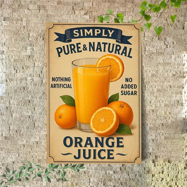 CIFbuy Vintage Simply Orange Juice Metal Tin Sign, Retro" Waterproof Wall Art, Farmhouse Decor For Home Kitchen Patio Bedroom Sign, RikTok, Sign, RikTok, t Self-pickup Logiopics