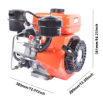 3HP 4-stroke Heavy Duty Single Cylinder Diesel Motor Engine 196CC/2200W (Orange) - Image 4