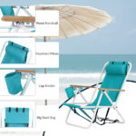 Folding Beach Chair, 4 Position Portable Backpack Foldable Camping Chair with Headrest Cup Holder and Wooden Armrests, Green - Image 13