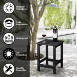 36*36*47cm Single Layer Square HDPE Side Table Black - Image 28