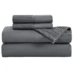 Luxury Sheet Sets Super Soft Easy Care Microfiber 3/4-Pieces Bed Sheet Set With 16-Inch Deep Pockets, Dark Grey - Image 6