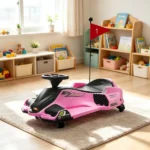12V Pink Kids Electric Drift Go Kart – Slow Start, Music, Colorful Lights - Image 4