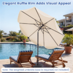 10 Ft Solar Powered Patio Umbrella with 24 LED Lights, Beige Outdoor Market Umbrella - Image 8