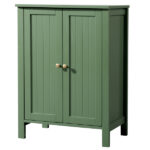 Forest Green MDF Painted with Vertical Stripes, 60*30*80cm, Double Door Bathroom Vanity - Image 2