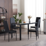 4pcs Elegant Assembled Stripping Texture High Backrest Dining Chairs Black Replace encoding 13028198-18410366 - Image 60