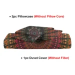 3pcs Mandala Duvet Cover, Red Bohemian Bedding Set, Vintage Bedspread with 2 Pillowcases - Image 4