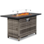 43-Inch Fire Table 50000 BTU Gas Firepit with Volcanic Stone Black