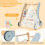 Multi-Functional Baby Activity Walker, Anti-O-Leg Design Wooden Walker with Storage for Toddlers - Image 3