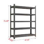 Garage Five Story Shelf, Capable Of Accommodating 2500 LBS, Adjustable Metal Shelf, Black, Requires Assembly, 71.2 "H x 47.24"L x 23.62 "D - Image 6