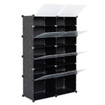 7-Tier Portable 28 Pair Shoe Rack Organizer 14 Grids Tower Shelf Storage Cabinet Stand Expandable for Heels, Boots, Slippers, Black - Image 6