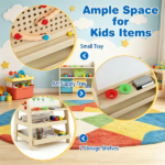 2-in-1 Wooden Kids Art Easel with Marble Run, Magnetic Whiteboard Standing Easel with Storage Shelves & Accessories for Kids 3+ - Image 8