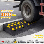 2 Pcs Heavy Duty Rubber Curb Ramp with Drain Channel & Reflective Strips for Driveway - M - Image 5