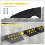 2 Pcs Heavy Duty Rubber Curb Ramp with Drain Channel & Reflective Strips for Driveway - M - Image 6