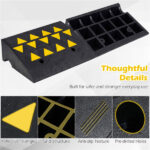 2 Pcs Heavy Duty Rubber Curb Ramp with Drain Channel & Reflective Strips for Driveway - M - Image 7