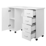 Same code 64112382 MDF Single Door 4 Drawers With Fan White Nail Table - Image 6