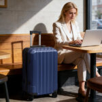ABS Trolley Case 20in 24in 28in 3PCS Suitcase Set Vertical Striped Frosted Case Suitcase Navy Blue - Image 6