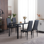 4pcs Elegant Assembled Stripping Texture High Backrest Dining Chairs Black Replace encoding 13028198-18410366 - Image 56