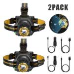 2 Pack USB Rechargeable LED Headlamp 3-Modes Adjustable Camping Hiking Headlight W/Car Charger+USB Cable (US Logistics For USPS/DHL/Fedex/UPS. No designated logistics accepted TK/TMEU only For self-pickup