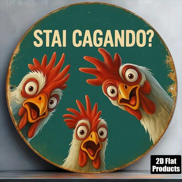 796b1d49-d61a-40f9-b850-2f3f060ff158.png CIFbuy 1pc Funny Chicken Aluminum Sign 8x8 Inch, What Are You Doing Vintage Round Plaque, Decorative Metal Wall Art For Kitchen Restaur TikTok, TikTok, Self-pickup Logiopics - Image 1