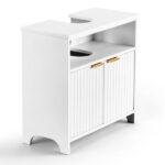 White particleboard with melamine veneer, grille thermoformed, two-door, one-shelf bathroom vanity unit, 60*30*60cm - Image 7