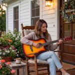 Sunset color 38-inch Acoustic Guitar with Picks, Strings, Capo, Case, Tuner, and Strap - Image 10