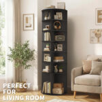7-tier, 360° rotating wood-plastic composite shoe rack, 60*60*184cm, black - Image 12