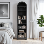 8-Tier Arched Dome Display Rack Particleboard Melamine-Faced Bookshelf 15.75*11.81*70in Black