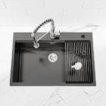 Kitchen Sink 36"x19" Multifunctional undermount Flying Rain Waterfall S304 Stainless Steel Handmade Modern Single Bowl Kitchen Sink, Black[Unable ship on weekends, TK/TEMU only for pickup, only TX10643 warehouse supports GOFO] - Image 5