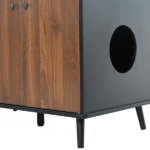 Litter Box Enclosure, Cat Litter Box Furniture with Hidden Plug, 3 Doors,Indoor Cat Washroom Storage Bench Side Table Cat House, Large Wooden Enclused Litter Box House, Black and Walnut - Image 15