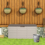 75gal 260L Outdoor Garden Plastic Storage Deck Box Chest Tools Cushions Toys Lockable Seat - Image 13