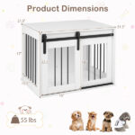 31.5" Dog Crate Furniture with Sliding Barn Door, Wooden Dog Kennel End Table for Indoor Use - White - Image 5