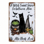 CIFbuy Vintage Witch Black Cat Cauldron Metal Sign 8x" Inch, Quote 2D Flat Iron Wall Plaque Waterpro Sign 8ikTok, Sign 8ikTok, t Self-pickup Logiopics - Image 7