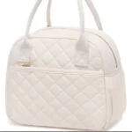 Beige Lingge Waterproof Insulated Lunch Box Bag, Large Capacity Portable Lunch Box Bag
