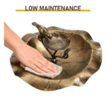 50*50*86cm Ancient Bronze Resin Bird Bath With Lotus Edge & Feeder Tray - Image 4