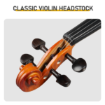 Brand new 4/4 natural tiger-striped acoustic violin set includes pitch stickers, tuner, strings, shoulder rest, rosin, bow, and premium gift box. - Image 2