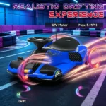 12V Blue Kids Electric Drift Go Kart – Slow Start, Music, Colorful Lights, as Trendy Gift for Boys Aged 6-12 - Image 7