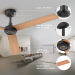 52 inch Modern Ceiling Fan with Lights,Remote Control, 3 Plywood Blades,6-Speed,Dimmable, Noiseless Reversible DC Motor,Indoor/Outdoor Ceiling Fan for Living Room Bedroom patio, 3D-X3[Unable ship on weekends, TK/TEMU only for pickup, only TX10643 warehouse supports GOFO] - Image 5