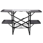 Foldable Aluminum Camping Kitchen Table Heat Resistant Slatted Tabletop, 4 Foldable Side Trays Mesh Storage Rack Hanging Hooks 154lbs Load Capacity Built-In Carry Handle for Campsite Park Travel - Image 7
