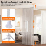 Drill-Free L-Shaped Room Divider Curtain Rod, Adjustable 28"-142"W x 4-10 ft H Heavy-Duty Partition Rod- White - Image 10