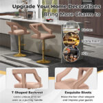 Luxury Dutch Velvet Bar Stools with Adjustable Height (25"-34"), Swivel Seat & Gold Metal Base - PINK - Image 8