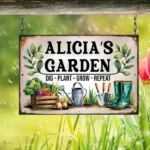 CIFbuy Personalized Garden Metal Sign Gardener Name Plaque Yard Wall Art Decor Gardening Gifts For Mom (TikTok, temu pick-up service) - Image 6