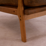 Same Code 28822889 High Back Solid Wood Armrest Backrest Iron Frame Bronzing Cloth Indoor Leisure Chair Orange - Image 28