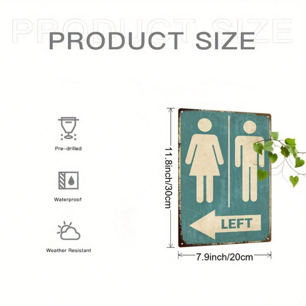CIFbuy Vintage Metal Tin Sign Restroom Arrow Directional Indicator, Retro Bathroom Wall Art, Creative Fun Home Decor For Men Women TikTok, TikTok, n Self-pickup Logiopics