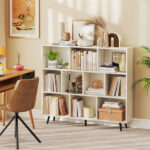 10 Cube Bookcase 3-Tier Modern Storage Organizer with 5 Metal Legs Bookshelves