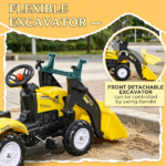 Ride-On Construction Vehicle Toy – Kids Bulldozer/Excavator with Real Dirt Bucket, 6 Wheels & Cargo Trailer - Image 5