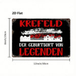 CIFbuy 1pc Krefeld Germany Metal Wall Art 8x12 Inch, Vintage Red & White 2D Flat Iron Decorative Plaque Sign For Bathroom Bedroom Home TikTok, TikTok, Self-pickup Logiopics - Image 2