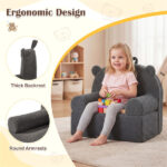 Bear-Shaped Kids Sofa, Teddy Fleece Foam Chair for Toddlers 3+, Portable Bear-Shaped Couch (Gray) - Image 6