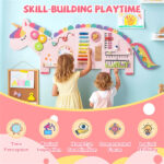 11-in-1 Dinosaur Activity Wall Busy Board Panels-- Wooden Sensory Toy-Pink - Image 8
