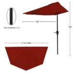 9ft Half Umbrella for Balcony, Porch, or Deck, Red (Shipment from Walmart) - Image 4