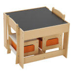 Children's Wooden Table And Chair Set With Two Storage Bags (One Table And Two Chairs) - Image 58